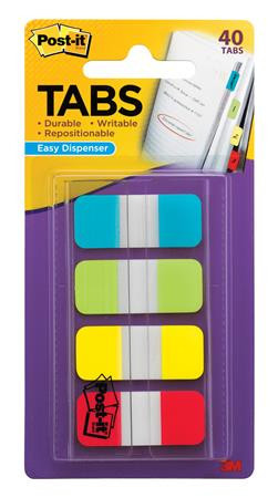 Marker label, plastic, reinforced, 4x10 sheets, 16x38 mm, 3M POSTIT, mixed colours