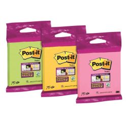   Self-adhesive notepad, 76×76 mm, 75 sheets, 3M POSTIT "Super Sticky", mixed