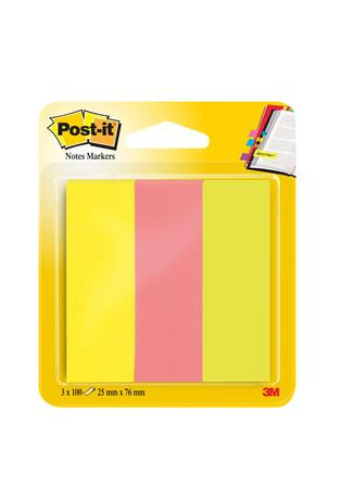 Label, paper, 3x100 sheets, 25x76 mm, 3M POSTIT, mixed neon colours