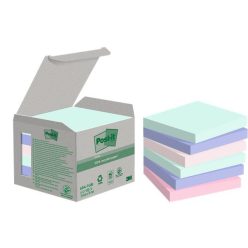   Öntapadó jegyzettömb, 76x76 mm, 6x100 lap, környezetbarát, 3M POSTIT "Nature", vegyes pasztell színek