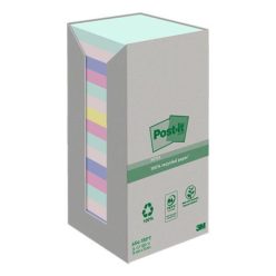   Self-adhesive notepad, 76x76 mm, 16x100 sheets, environmentally friendly, 3M POSTIT "Nature", mixed pastel colours