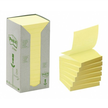 Self-adhesive notepad, "Z", 76x76 mm, 16x100 sheets, environmentally friendly, 3M POSTIT, yellow