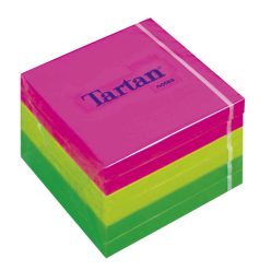   Self-adhesive notepad, 76x76 mm, 100 sheets, 6 sheets/cs, TARTAN, mixed neon colours
