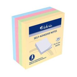   Sticky note pad, 75x75 mm, 400 sheets, VICTORIA OFFICE, pastel