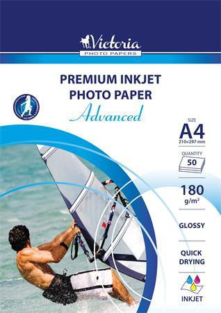 Photo paper, inkjet, A4, 180 g, glossy, VICTORIA PAPER "Advanced"