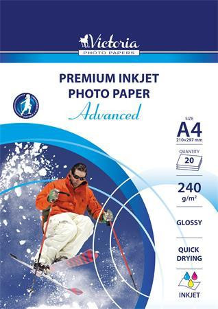Photo paper, inkjet, A4, 240 g, glossy, VICTORIA PAPER "Advanced"