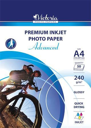 Photo paper, inkjet, A4, 240 g, glossy, VICTORIA PAPER "Advanced"