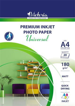 Photo paper, inkjet, A4, 180 g, matt, VICTORIA PAPER "Universal"
