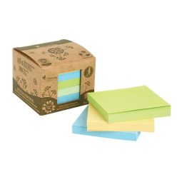   Self-adhesive notepad tower, 75x75 mm, 6x100 sheets, environmentally friendly, VICTORIA OFFICE, "Green", mixed