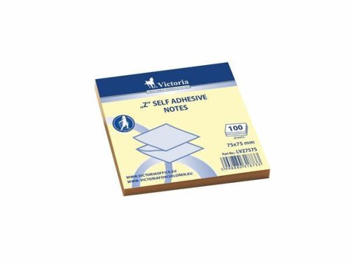 Sticky note pad, "Z", 75x75 mm, 100 sheets, VICTORIA OFFICE, yellow
