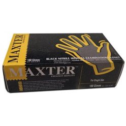   Védőkesztyű, egyszer használatos, nitril, M méret, 100 db, púder nélküli, fekete
