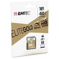   Memóriakártya, SDHC, 16GB, UHS-I/U1, 85/20 MB/s, EMTEC "Elite Gold"