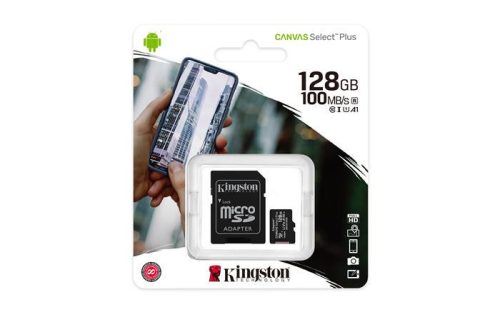 Memory card, microSDXC, 128GB, CL10/UHS-I/U1/V10/A1, adapter, KINGSTON "Canvas Select Plus"