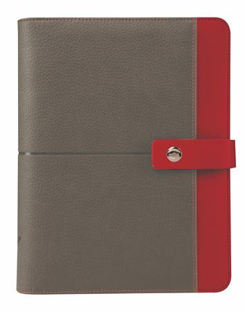 Calendar, ring-shaped, with inserts, "L", leatherette, SATURNUS, "426", grey-red