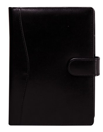 Calendar, ring-shaped, with inserts, "L", recycled leather, SATURNUS, "418", black