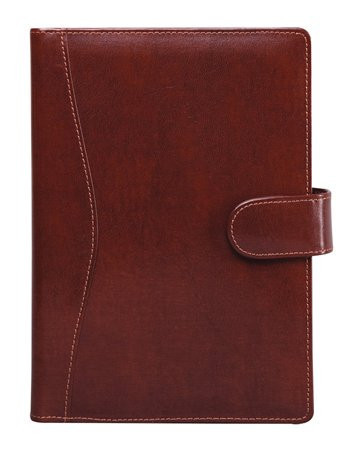 Calendar, ring-shaped, with inserts, "M", recycled leather, SATURNUS, "418", brown