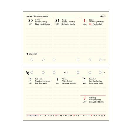Calendar insert, planner, weekly, "S", SATURNUS, chamois 2025
