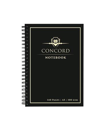 Spiral notebook, A5, lined, 70 pages, CONCORD, black