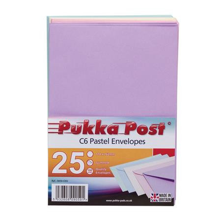 Envelope, C6, silicone, PUKKA PAD "Pastel", mixed colours