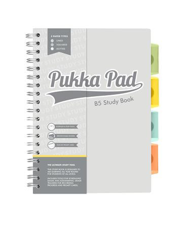 Spiral notebook B5, PUKKA PAD "Study book", grey