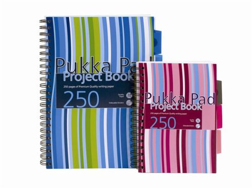 Spiral notebook, A5, lined, 125 pages, PUKKA PAD "Stripe project book"