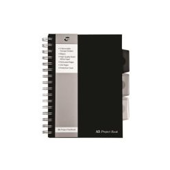   Spiral notebook A5, lined, 125 pages, PUKKA PAD "Black project book", black