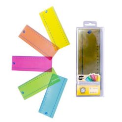   Vonalzó készlet, műanyag, 18 cm, PUKKA PAD "Irlen", 5 különböző szín