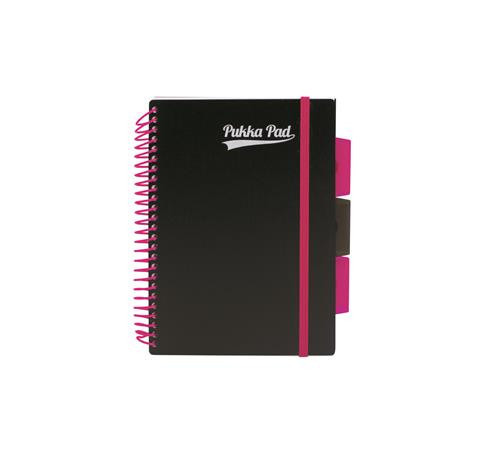 Spiral notebook, A5, lined, 100 pages, PUKKA PAD, "Neon black project book"