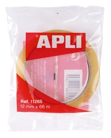 Adhesive tape, 12 mm x 66 m, APLI "Transparent", transparent