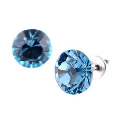   Fülbevaló, aquakék SWAROVSKI® kristállyal, 8 mm, ART CRYSTELLA®