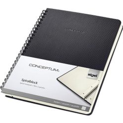   Spiral notebook, exclusive, A5, checkered, 80 pages, hardcover, SIGEL "Conceptum", black