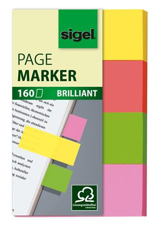 Label, paper, 4x40 sheets, 20x50 mm, SIGEL "Brilliant", mixed colour
