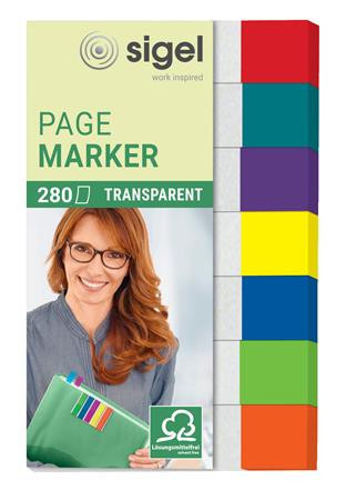 Marking label, plastic, 7x40 sheets, 12x50 mm, SIGEL "Clear Mini", mixed colour