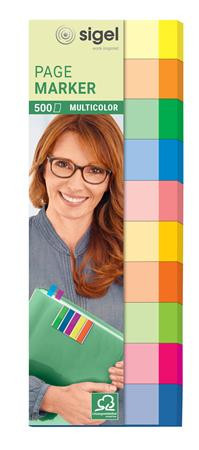 Marking label, paper, 10x50 sheets, 15x50 mm, SIGEL "Multicolor", mixed colour