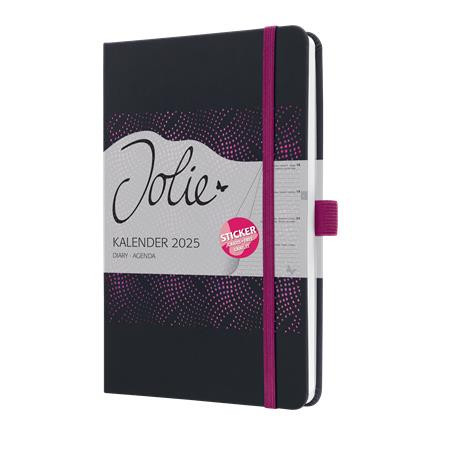 Calendar, A5, weekly, 2025, hard cover, SIGEL "Jolie", black-pink