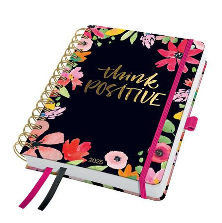 Calendar, spiral, A5, weekly, 2025, hard cover, SIGEL "Jolie", Flower love