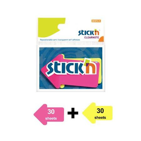 Marking label, arrow, plastic, 2x30 sheets, 76x50mm, STICK N, neon colours