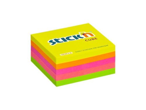 Sticky note pad, 51x51 mm, 250 sheets, STICK N, neon colours