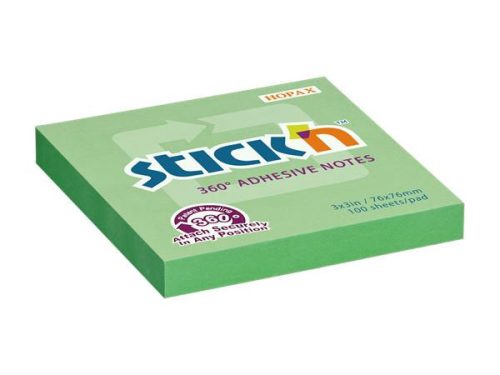 Sticky note pad, 76x76 mm, 100 sheets, STICK N, green