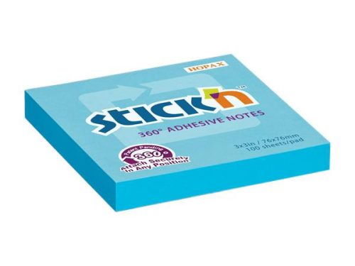 Sticky note pad, 76x76 mm, 100 sheets, STICK N, blue