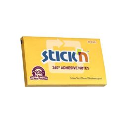 Sticky note pad, 76x127 mm, 100 sheets, STICK N, yellow