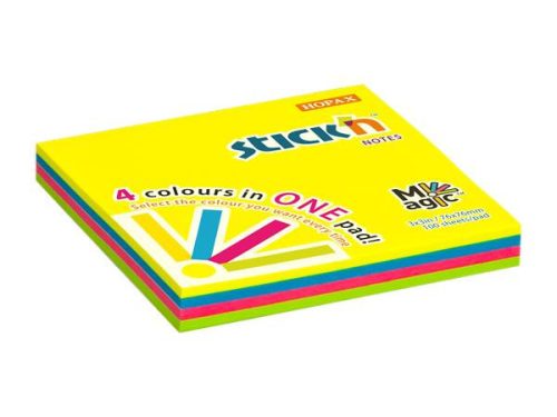 Sticky pad, 76x76 mm, 100 sheets, STICK N "Magic Pad" neon colours