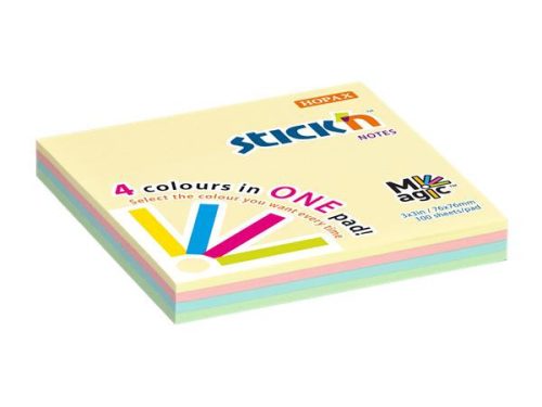 Sticky pad, 76x76 mm, 100 sheets, STICK N "Magic Pad" pastel colours