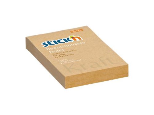 Sticky note pad, 76x51 mm, 100 sheets, STICK N "Kraft Notes", brown