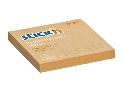Sticky note pad, 76x76 mm, 100 sheets, STICK N "Kraft Notes", brown