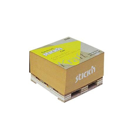 Sticky note pad, 76x76 mm, 400 sheets, mini pallet, STICK N "Kraft Cube", brown