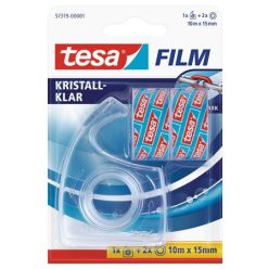   Adhesive tape dispenser, manual, TESA + 2 pieces 15mm x 10 m adhesive tape