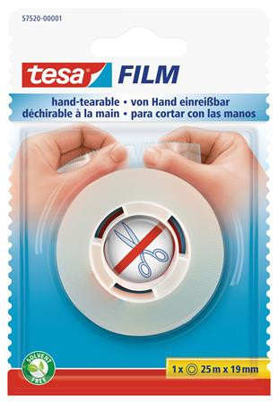 Adhesive tape, tearable by hand, 19 mm x 25 m, TESA "Tesafilm", transparent