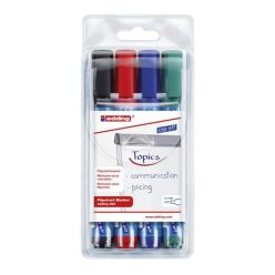   Flipchart marker készlet, 1,5-3 mm, kúpos, EDDING "380", 4 különböző szín