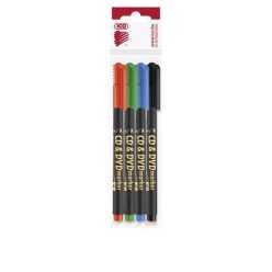   Alkoholos marker készlet, CD/DVD, 0,5 mm, ICO, 4 különböző szín